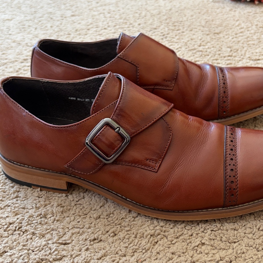 Stacy Adam’s cognac leather monk strap loafer dress shoe 12M - Picture 2 of 13